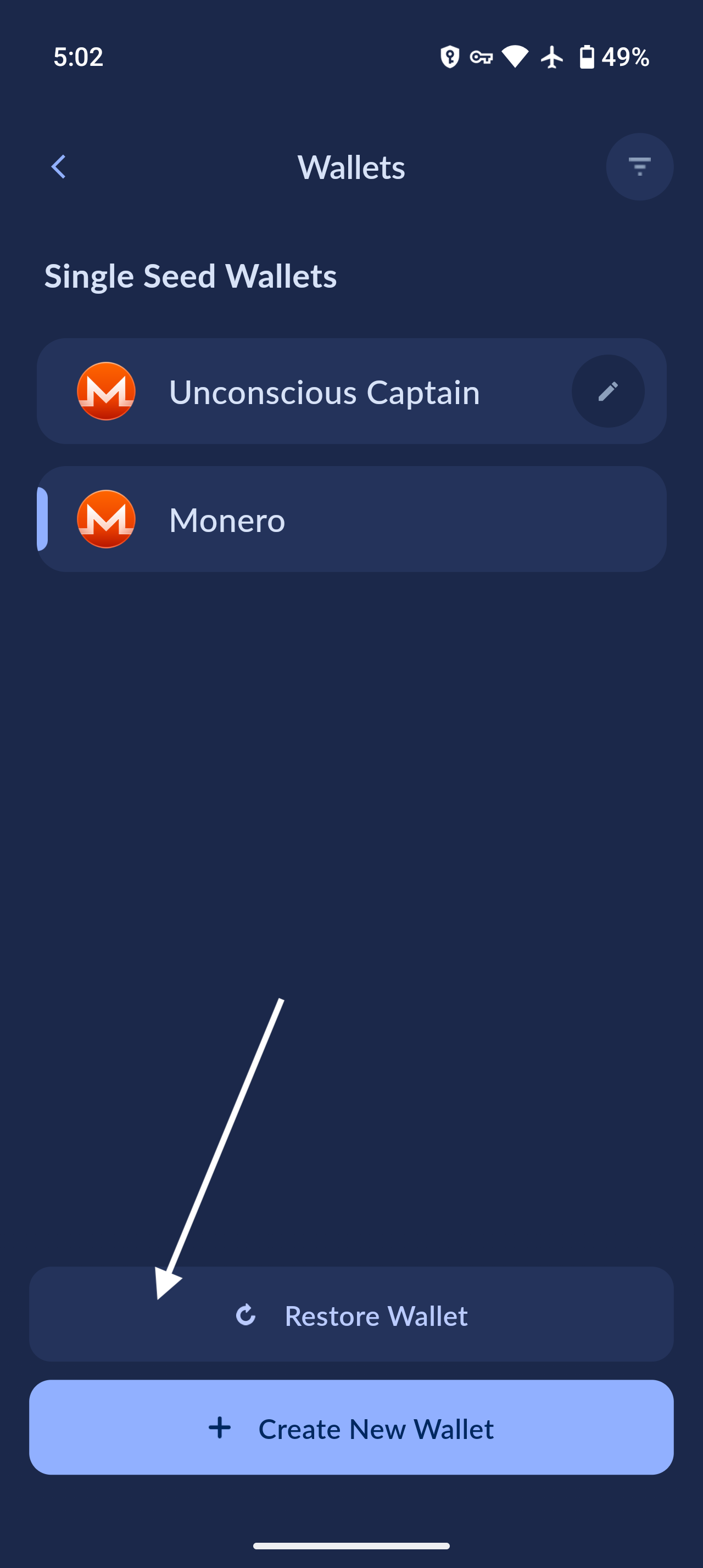 Click create new wallet
