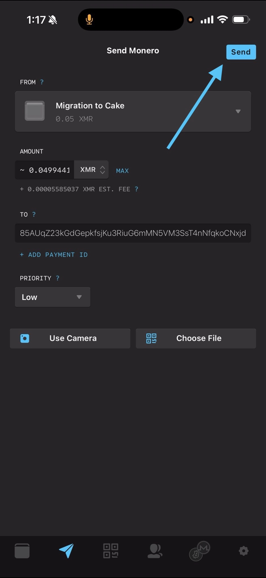 Tap Send at the top right