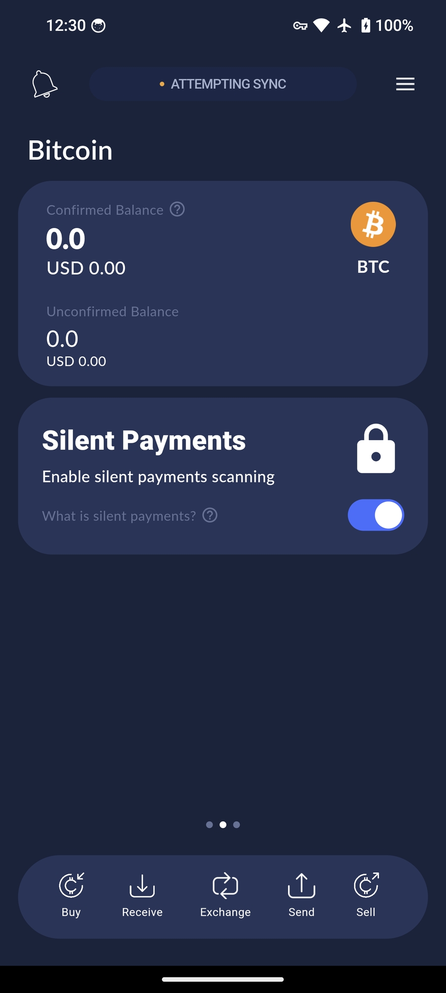 Toggle Silent Payments scanning